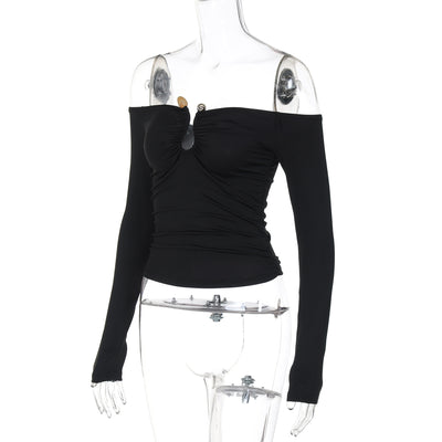 Blusa Tubo Suelta de Manga Larga en Color Sólido para Mujer - Image 10