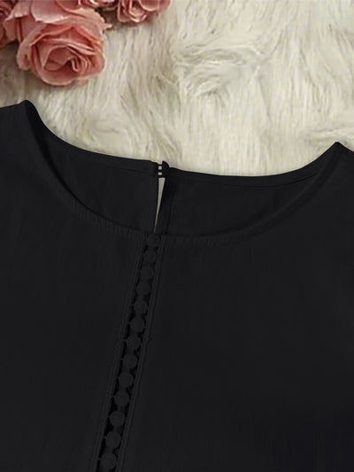 Blusa Semitransparente con Cuello Redondo y Detalles Calados - Image 18