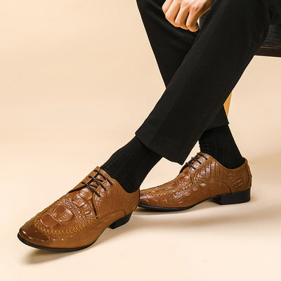 Zapatos de Vestir Hombre Patrón Cocodrilo Estilo Británico - Image 3