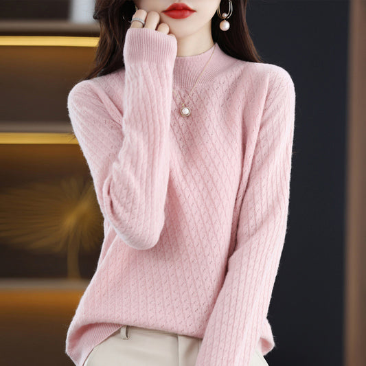 Suéter Cuello Alto Mujer 100% Lana Pura Tejido Fino