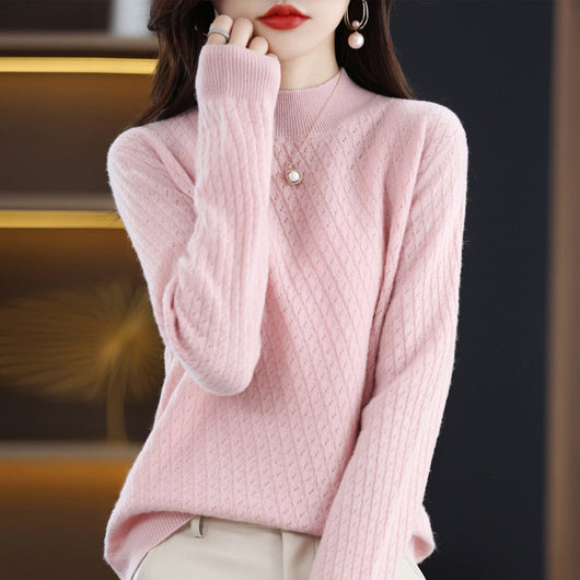 Suéter Cuello Alto Mujer 100% Lana Pura Tejido Fino