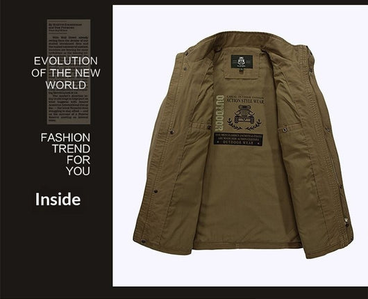 Chaqueta Casual Hombre Cuello Mao Bolsillos Múltiples - Image 12