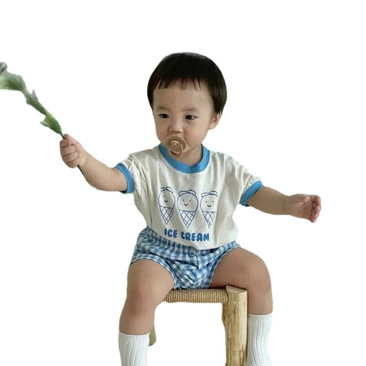 Conjunto Infantil Helado a Cuadros - Playera Manga Corta - Image 5