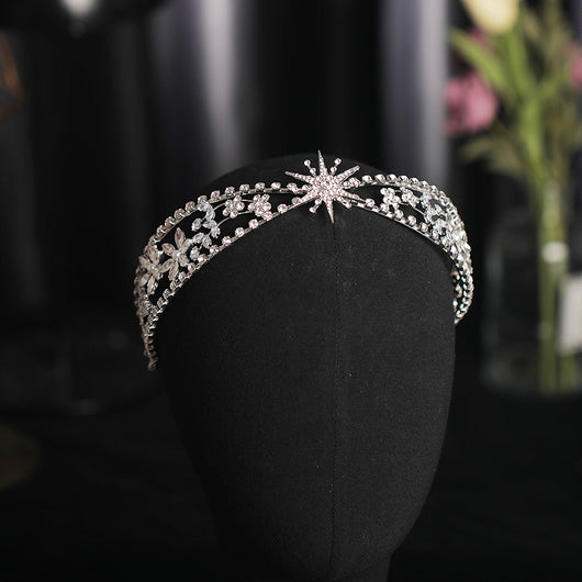 Corona Nupcial de Lujo con Circonitas y Cristales Brillantes