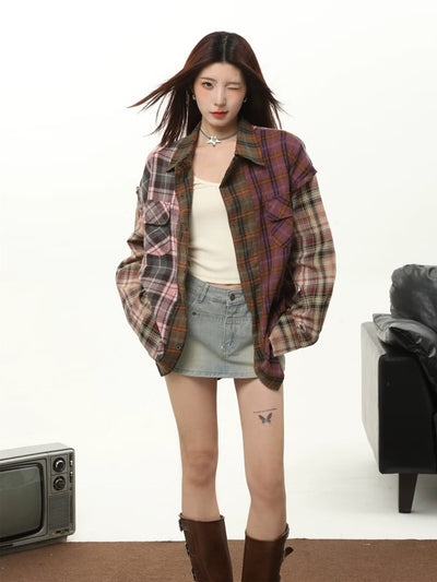Camisa Cuadros Mujer Otoño Invierno Estilo Retro - Image 13