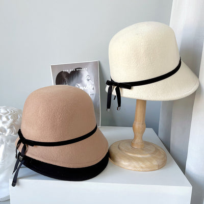 Sombreros de Fieltro de Lana para Mujer con Moño Elegante - Image 9