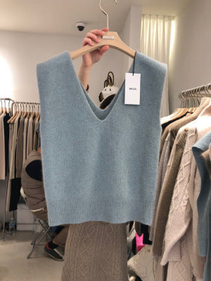 Chaleco de Lana Suelta con Escote en V Doble para Otoño e Invierno - Image 2