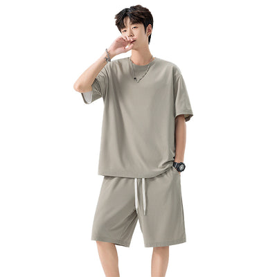 Conjunto de Pantalón y Camiseta Ice Silk para Hombre - Color Sólido - Image 5