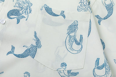 Camisa Estampado Sirena Manga Corta Suelta para Hombre - Image 12