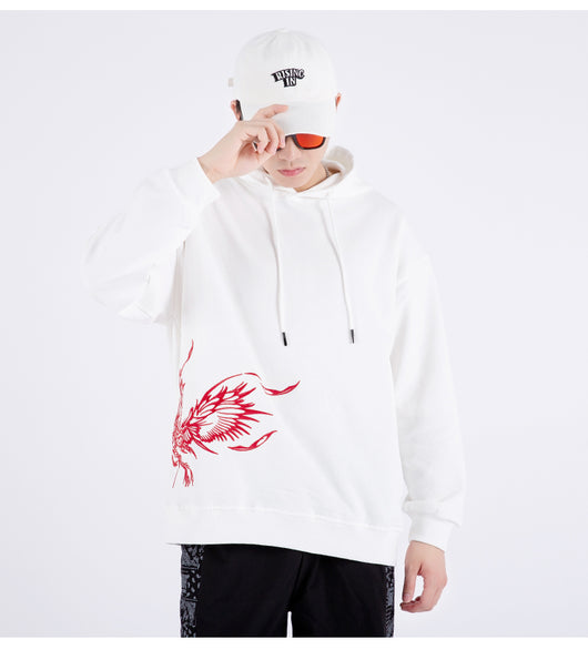 Sudadera Étnica con Capucha y Bordado de Fénix para Hombre - Image 10