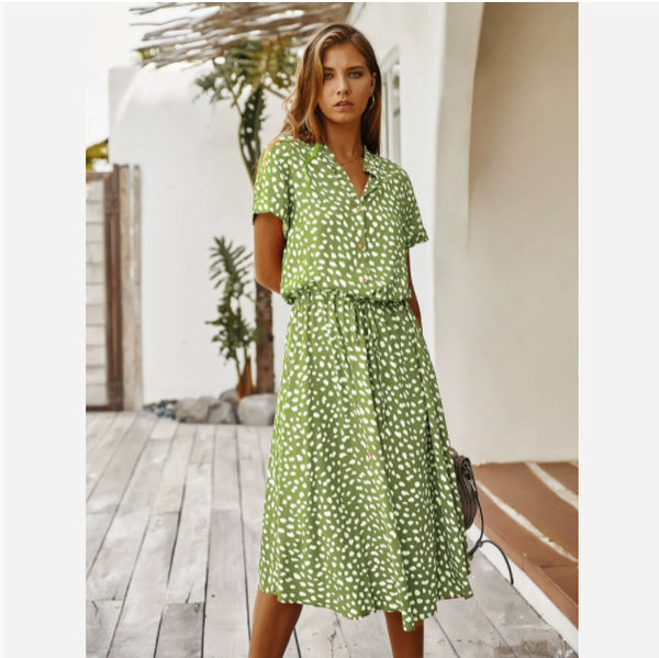 Vestido Corto de Verano para Mujer con Lunares y Manga Corta - Image 8