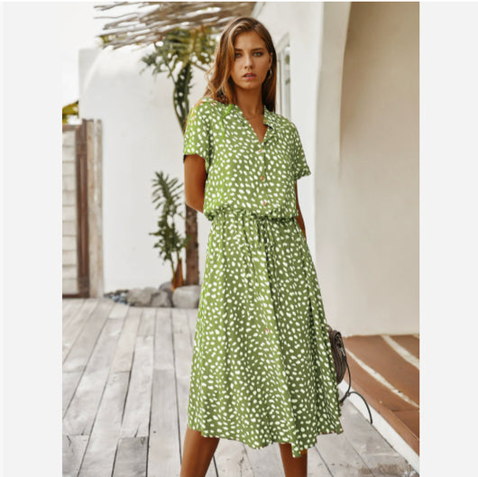 Vestido Corto de Verano para Mujer con Lunares y Manga Corta - Image 8
