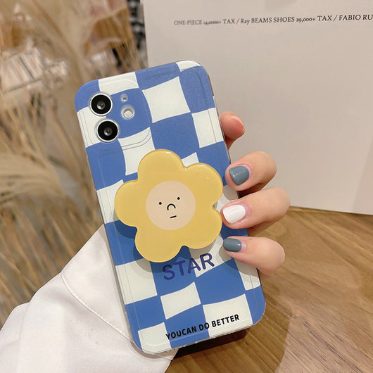 Funda para iPhone Diseño Cuadros y Flores Azul - Image 10