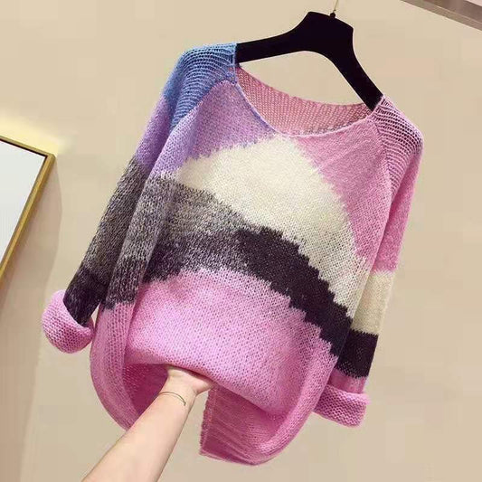Suéter Holgado de Manga Larga para Mujer con Cuello Hueco - Image 2