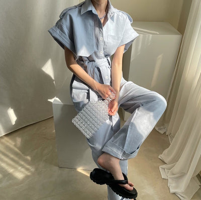 Jumpsuit de Trabajo Elegante con Cintura Ajustable y Múltiples Bolsillos - Image 9