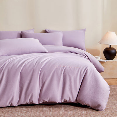 Juego de Cama de Algodón Grueso con Bordado Minimalista - 4 Piezas - Image 4