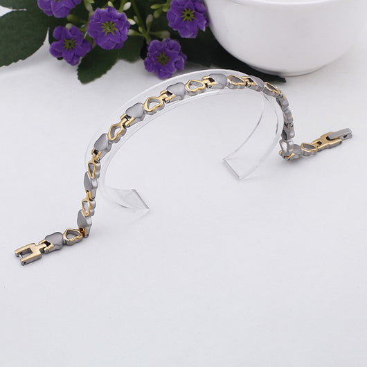 Pulsera Magnética de Titanio Corazón - Acero Inoxidable Plata y Oro - Image 8