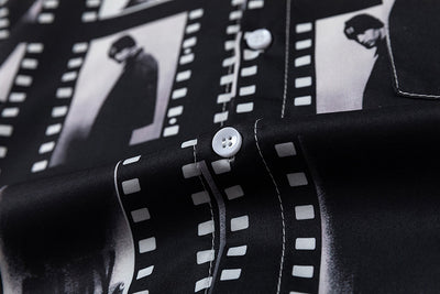 Camisa Suelta Estampado Video Tape para Hombre - Image 16