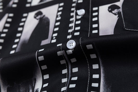 Camisa Suelta Estampado Video Tape para Hombre - Image 16