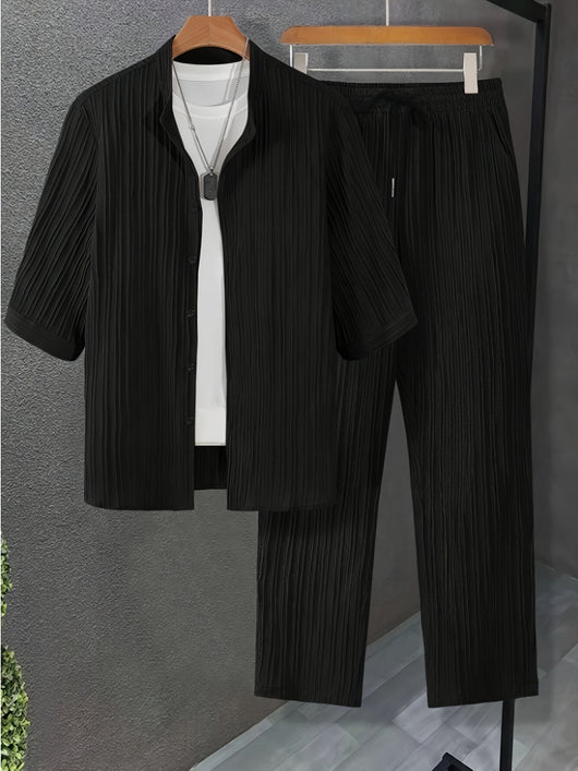 Conjunto de Camisa y Pantalón Liso Primavera Verano para Hombre - Image 15