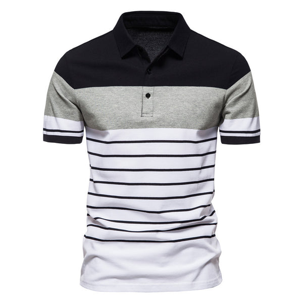 Polo Hombre Rayas Contraste - Camiseta Manga Corta Estilo Europeo