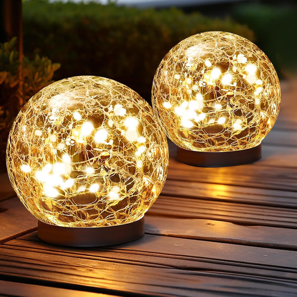 Lámpara Solar Decorativa de Jardín con Efecto Cristal