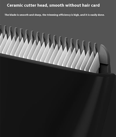 Black digital display electric trimmer with two guide combs, a charging cable, and a cleaning brush. - Image 5
