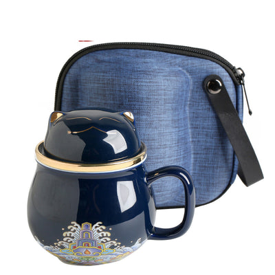Taza de Té Cerámica Ciudad Prohibida con Tapa - Separador de Infusiones - Image 22
