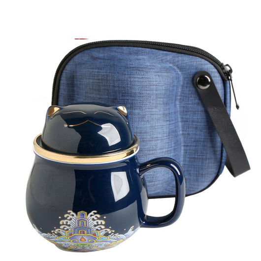Taza de Té Cerámica Ciudad Prohibida con Tapa - Separador de Infusiones - Image 22