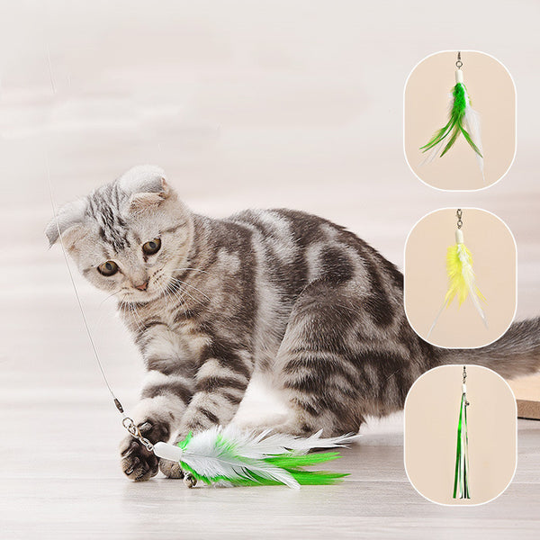 Juguete Interactivo para Gatos con Luz Infrarroja y Plumas - Vara de 3 Secciones