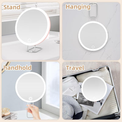 Espejo de Maquillaje Giratorio con Luz LED Recargable y Soporte - Image 8