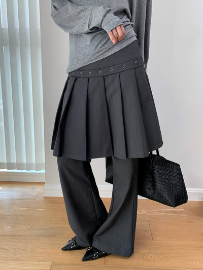 Pantalón Casual Coreano Falsa Dos Piezas con Diseño de Peto - Image 8