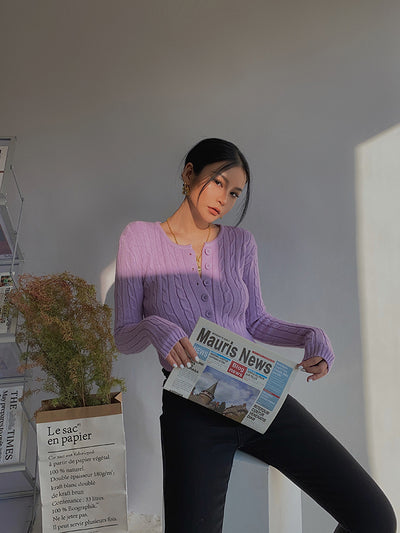 Cardigan Retro de Cintura Alta y Manga Larga - Estilo Europeo y Americano - Image 3