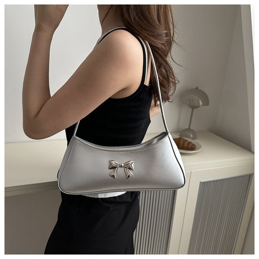 Bolsa de Hombro Minimalista Texturizada con Detalle de Moño Elegante - Image 15