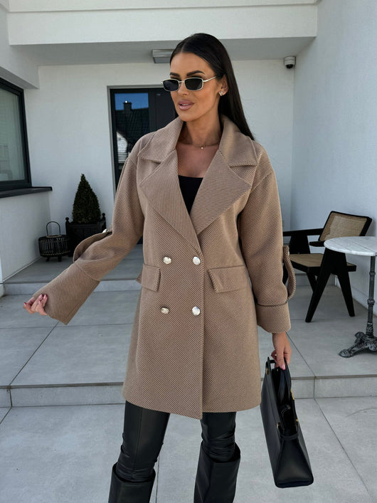 Abrigo de Lana con Cuello H Elegante para Desplazamientos Diarios - Image 8