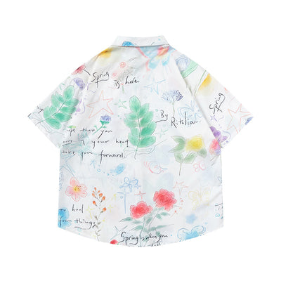 Camisa para Hombre con Estampado de Flores y Mariposas Graffiti - Image 2