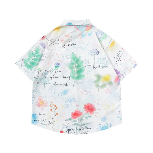 Camisa para Hombre con Estampado de Flores y Mariposas Graffiti - Image 2