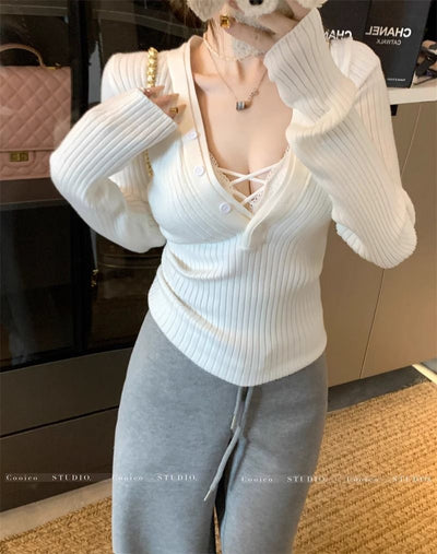 Suéter Tejido Entallado de Manga Larga para Mujer - Image 25