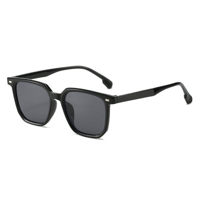 Large frame square sunglasses with a transparent champagne-colored frame and brown lenses. - Image 3