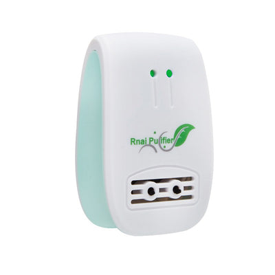 White and light blue plug-in air purifier with a leaf logo and 'Rnai Purifier' text on the front. - Image 6