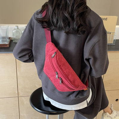 Bolsa Mensajera Deportiva de Lona Pana en Colores Sólidos - Image 3