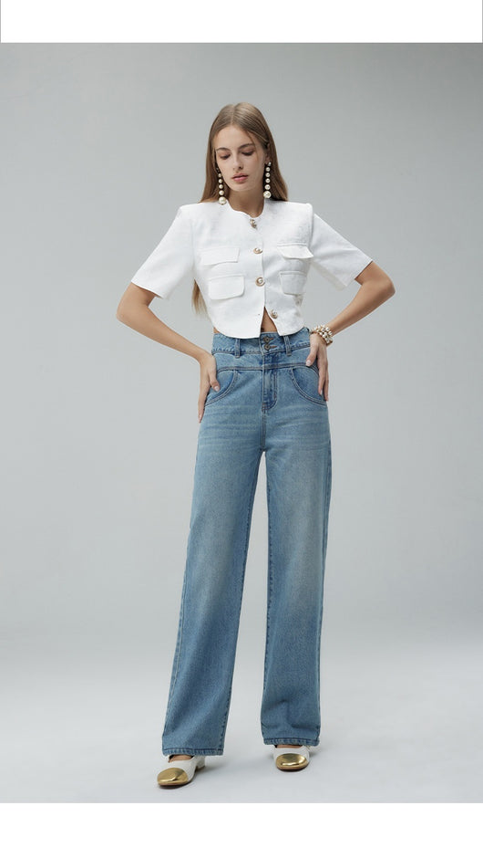 Pantalones Anchos Cintura Alta Estilo Retro con Detalles Rotos para Mujer - Image 26