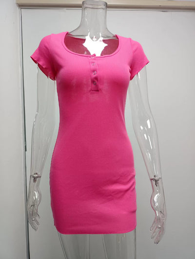 Vestido Corto con Botones de Corte Cadera - Estilo Europeo y Americano - Image 29