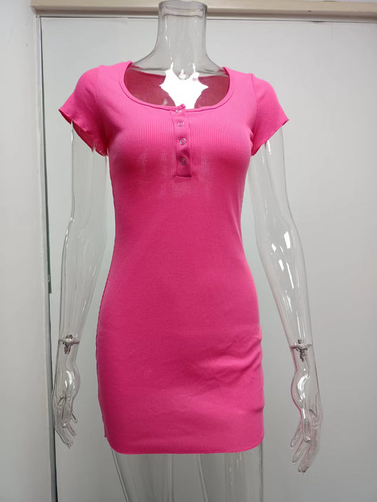 Vestido Corto con Botones de Corte Cadera - Estilo Europeo y Americano - Image 29