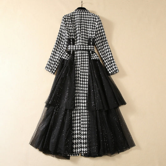 Abrigo Elegante con Pespuntes Pata de Gallo y Lentejuelas en Tul - Image 10