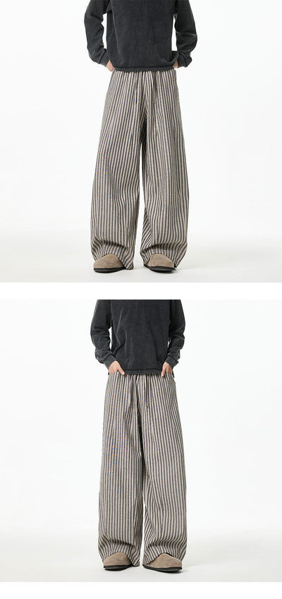 Pantalones Casuales Tejidos a Rayas con Corte Recto para Hombre - Image 12
