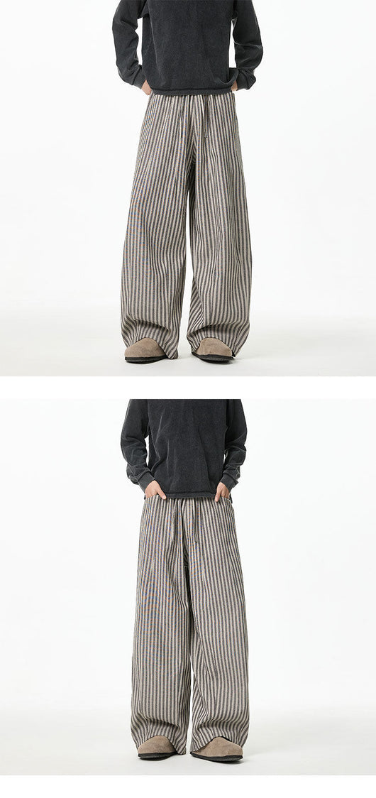 Pantalones Casuales Tejidos a Rayas con Corte Recto para Hombre - Image 12