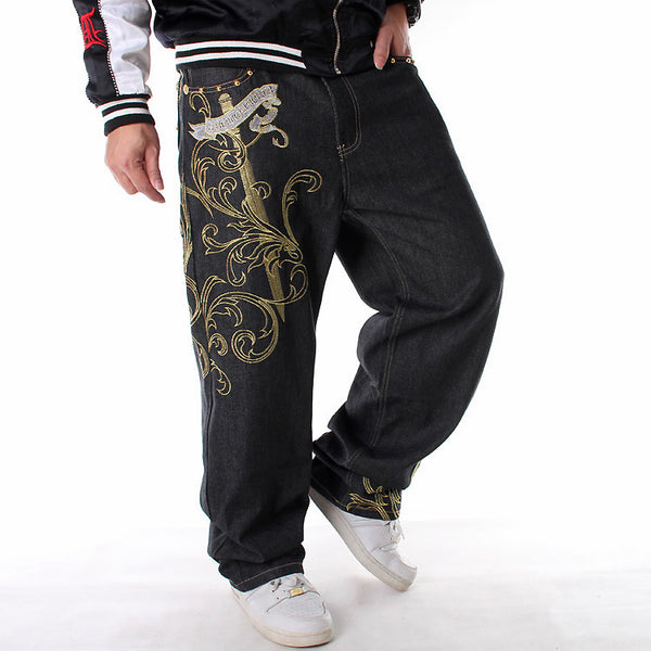 Jeans Hip Hop con Bordados Creativos para Hombre