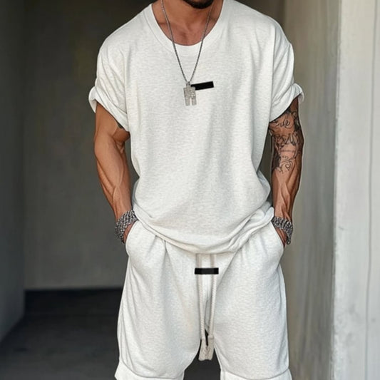 Conjunto de Playera y Shorts Estilo Europeo Americano con Estampado de Letras