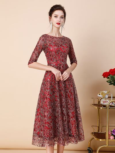 Vestido Slim Fit Elegante con Bordado Delicado para Mujer - Image 2